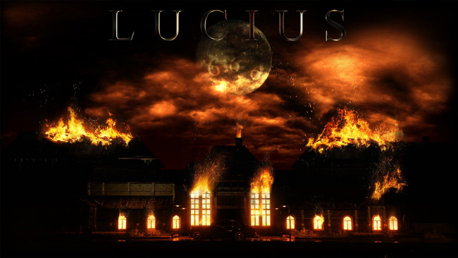 Обои картинки фото lucius, видео, игры, пожар, ночь, луна