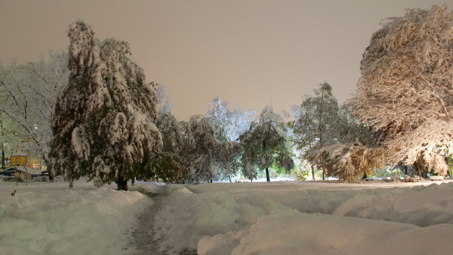 Обои картинки фото природа, зима, снег, огни