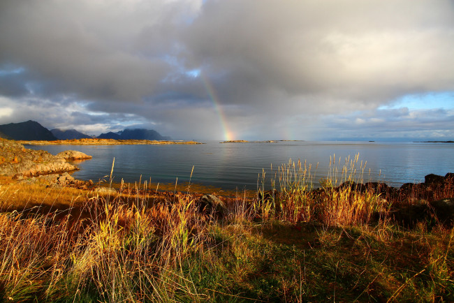 Обои картинки фото норвегия, природа, радуга, река