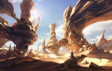 Картинка фэнтези иные+миры +иные+времена будущее варан пустыня человек ящерица наездник
