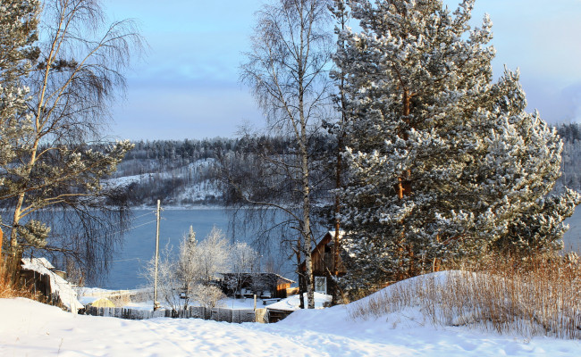 Обои картинки фото природа, зима, ангара, река, деревья