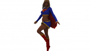 Картинка 3д+графика фантазия+ fantasy девушка супермен взгляд фон