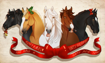 Картинка праздничные -+разное+ новый+год фон лошади