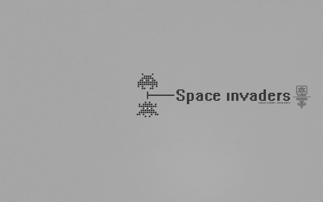 Обои картинки фото видео игры, space invaders, монстры, серый, фон, пиксели