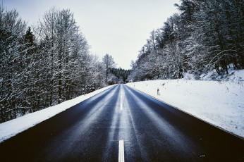 Картинка природа дороги зима лес дорога