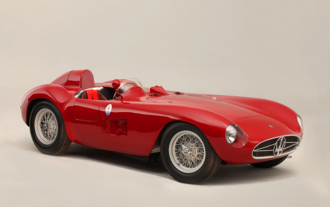 Обои картинки фото maserati 300s 1956, автомобили, maserati, 1956, красный, 300s