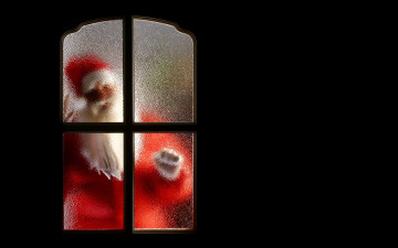 Картинка праздничные дед+мороз +санта+клаус санта клаус окно