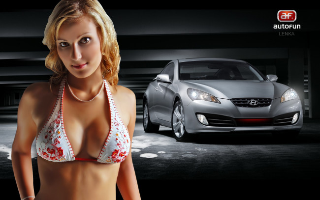 Обои картинки фото hyundai, genesis, coupe, автомобили, авто, девушками