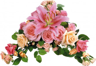 Картинка цветы букеты композиции композиция лилии розы