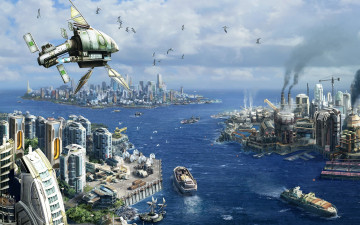 Картинка видео игры anno 2070 острова цивилизация города