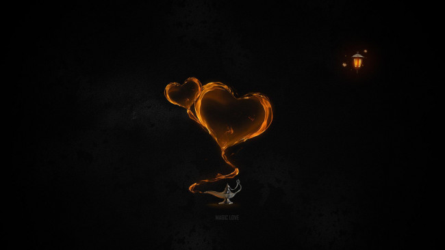 Обои картинки фото magic, love, 3д, графика, romance, сердечки, фонарь, лампа