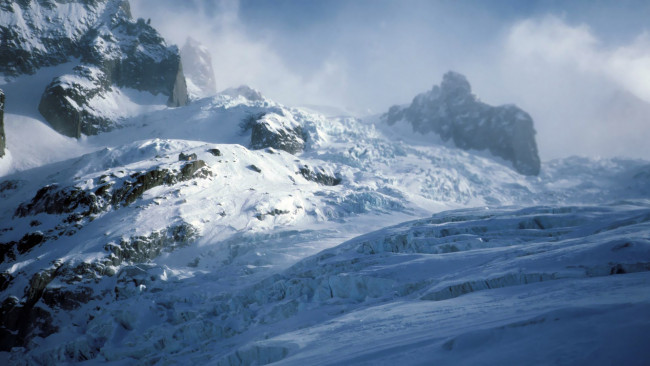 Обои картинки фото природа, горы, снег, камни, скалы