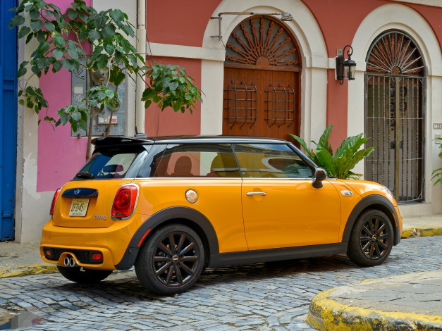 Обои картинки фото автомобили, mini, cooper, s, желтый, 2014, us-spec, f56