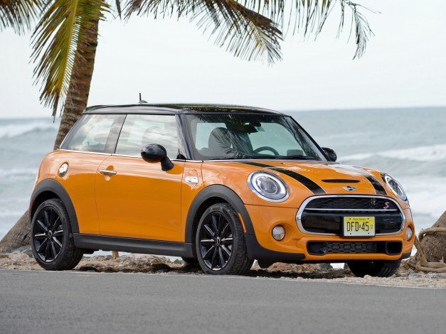 Обои картинки фото автомобили, mini, желтый, 2014, f56, us-spec, cooper, s