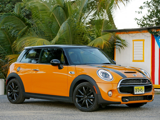 Обои картинки фото автомобили, mini, желтый, 2014, f56, us-spec, cooper, s