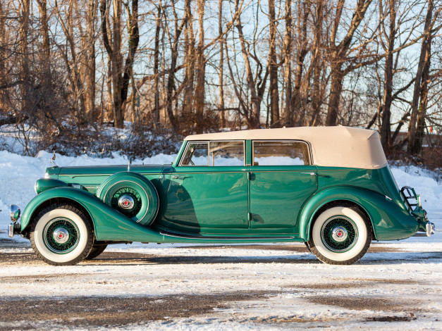 Обои картинки фото автомобили, packard, зеленый, 1936, 1402-963, sedan, convertible, eight