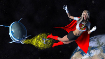 Картинка 3д+графика фантазия+ fantasy девушка взгляд фон полт супермен