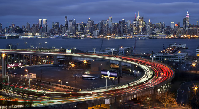 Обои картинки фото lincoln tunnel helix, города, нью-йорк , сша, ночь, огни