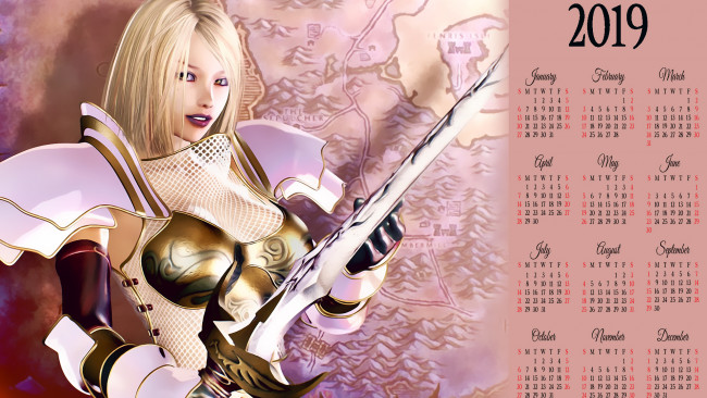 Обои картинки фото календари, фэнтези, оружие, девушка