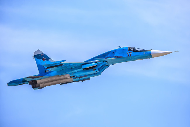 Обои картинки фото su-34, авиация, боевые самолёты, ввс, россия
