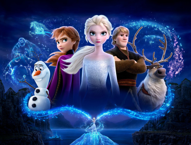 Обои картинки фото frozen ii , 2019, мультфильмы, frozen ii, entertainment, frozen, 2, мультфильм, постер, мюзикл, холодное, сердце, elsa, anna, kristoff, olaf