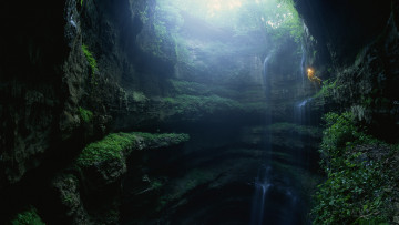 Картинка природа водопады скалы колодец водопад