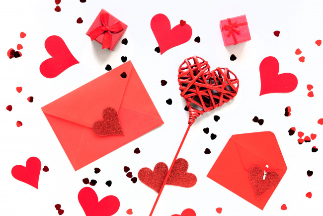 Обои картинки фото праздничные, день святого валентина,  сердечки,  любовь, конверты, коробочки, сердечки
