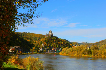Картинка германия кохем города река дома замок