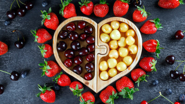 Картинка еда фрукты +ягоды клубника черешня