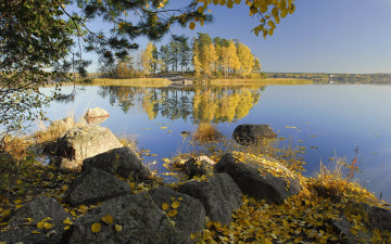 обоя природа, реки, озера, озеро, деревья, осень