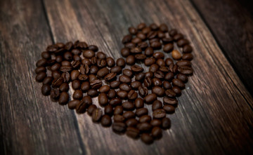 обоя еда, кофе, кофейные, зёрна, сердце
