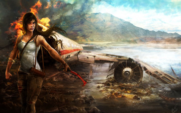 Картинка tomb raider 2013 видео игры горы река самолет катастрофа лара крофт