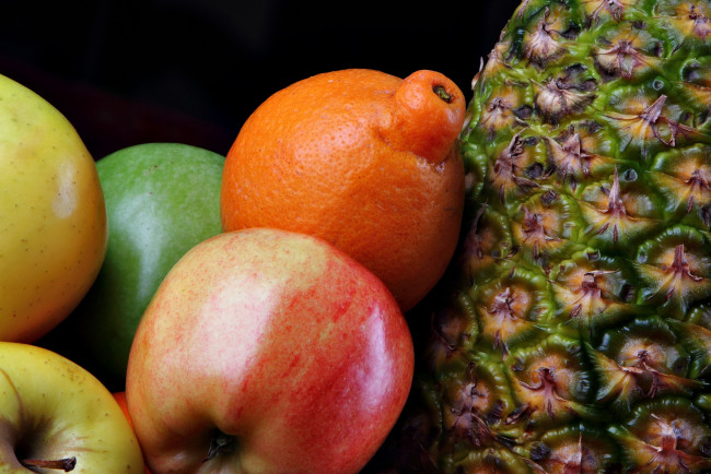Обои картинки фото еда, фрукты, ягоды, яблоки, апельсин, ананас