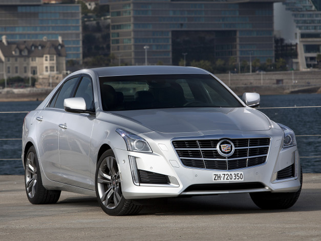 Обои картинки фото автомобили, cadillac, 2014, светлый, eu-spec, cts