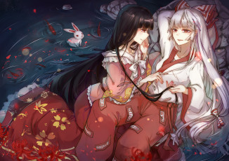 обоя аниме, touhou, houraisan, kaguya, fujiwara, no, mokou