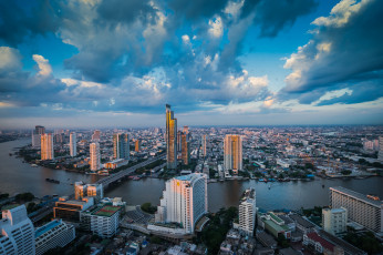 Картинка lebua+state+tower+bangkok города бангкок+ таиланд башня мосты обзор река