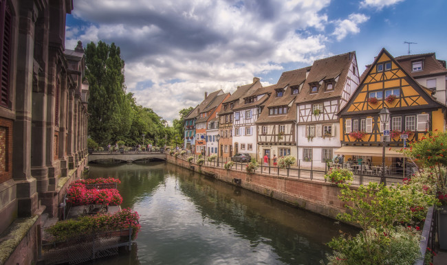 Обои картинки фото colmar,  france, города, - улицы,  площади,  набережные, дома, мост, река