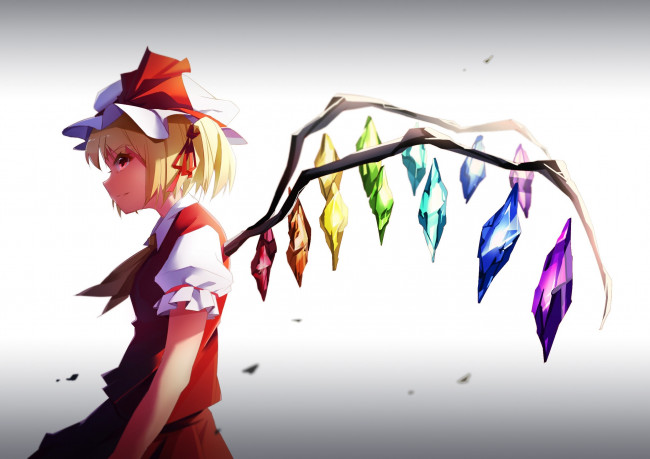 Обои картинки фото аниме, touhou, chen, bin, flandre, scarlet