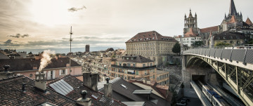 обоя лозанна,  швейцария, города, - панорамы, buildings, panorama, city, lausanne, архитектура, город, швейцария