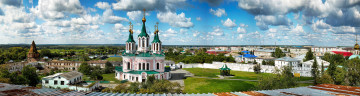 обоя города, - православные церкви,  монастыри, двор, монастырь, россия, небо, далматовский, успенский, церковь, панорама, далматово, облака