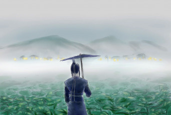Картинка аниме mo+dao+zu+shi цзян чэн лотосы горы зонт