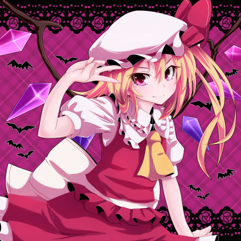 Обои картинки фото flandre, scarlet, аниме, touhou