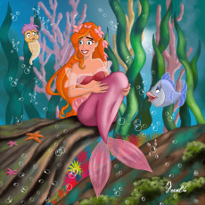 обоя мультфильмы, the, little, mermaid, рыба, русалка