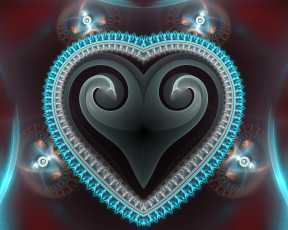 Картинка 3д графика fractal фракталы сердечко узор фон