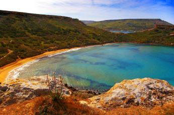 Картинка ghain tuffieha malta природа побережье море