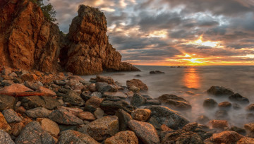 Картинка природа восходы закаты закат камни берег океан
