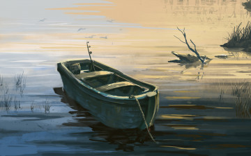 Картинка корабли рисованные лодка вода