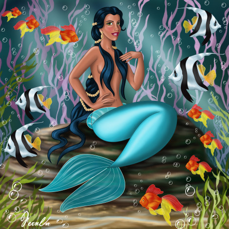 Обои картинки фото мультфильмы, the, little, mermaid, рыбы, русалка