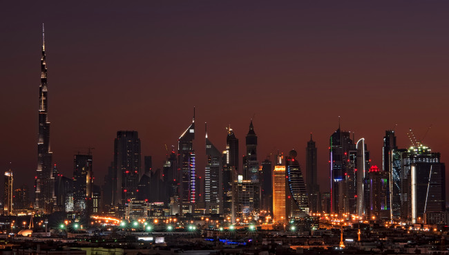 Обои картинки фото dubai, arab, emirates, города, дубаи, оаэ, ночь, огни, река
