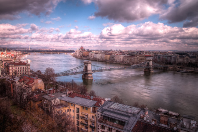 Обои картинки фото города, будапешт, венгрия, мост, парламент, река